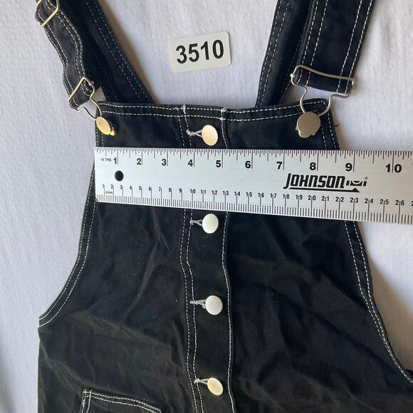 FOREVER 21 Women Overall Bib Above Knee Skirt size M, Black with White Stitches - Picture 3 of 11
